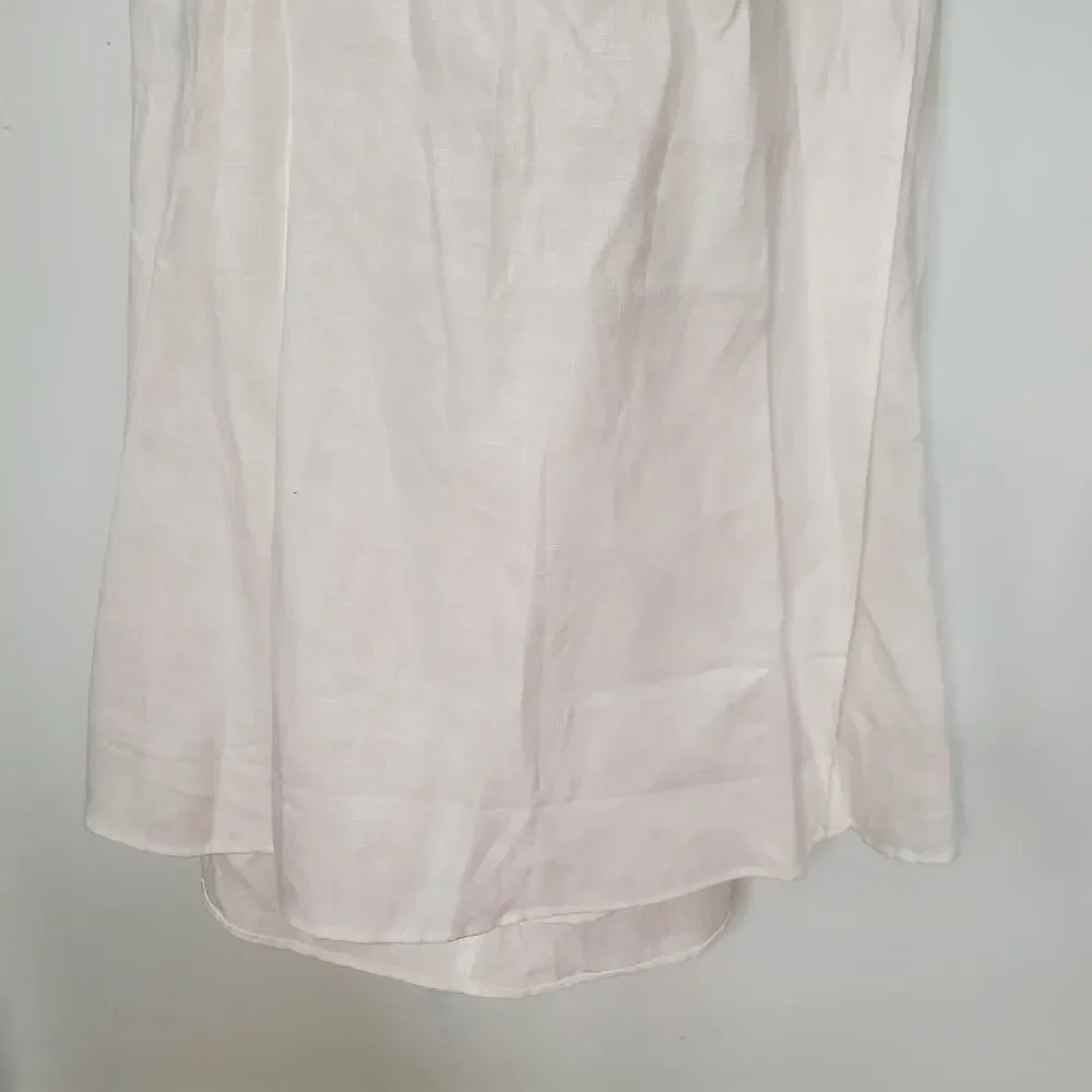 Reformation Clyde 100% Linen Two Piece Crop Top Midi Skirt Set White Size 10